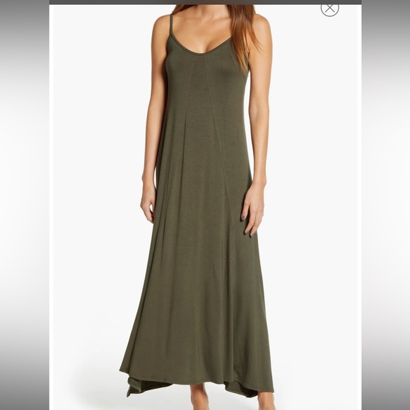 Nordstrom Maxi dress in Olive Green Size 1X NWT - Picture 2 of 11